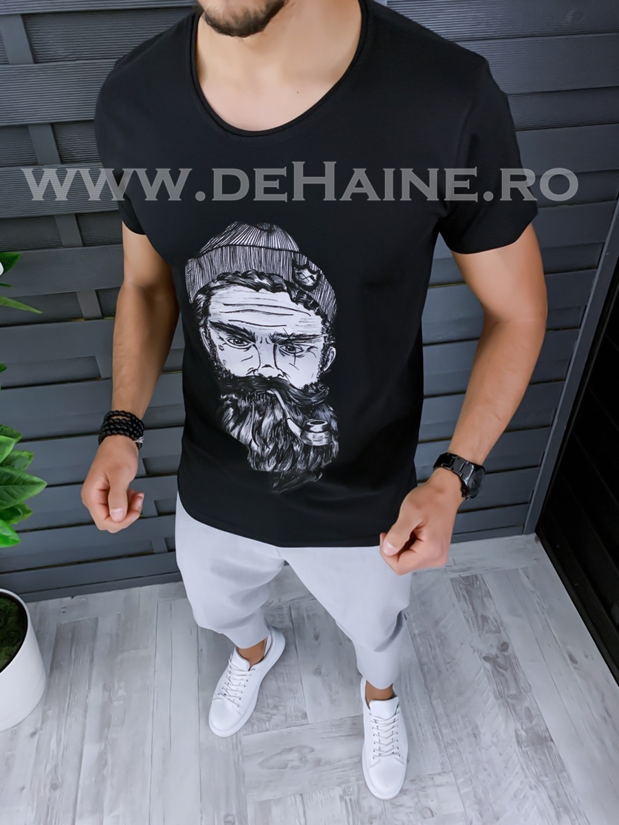 Tricou barbati negru slim fit zr b1005 n1-4